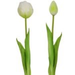 BOUQUET OF 5 WHITE PEONY TULIPS 39 CM LIFE-LIKE SPRING DECORATION - Image 4