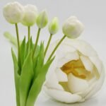 BOUQUET OF 5 WHITE PEONY TULIPS 39 CM LIFE-LIKE SPRING DECORATION - Image 5
