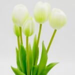 BOUQUET OF 5 WHITE TULIPS 39 CM LIFE-LIKE SPRING DECORATION - Image 3