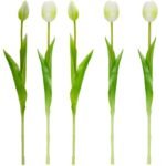 BOUQUET OF 5 WHITE TULIPS 39 CM LIFE-LIKE SPRING DECORATION - Image 4