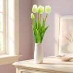BOUQUET OF 5 WHITE TULIPS 39 CM LIFE-LIKE SPRING DECORATION - Image 7