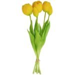 BOUQUET OF 5 YELLOW PEONY TULIPS 39 CM LIFE-LIKE SPRING DECORATION - Image 2