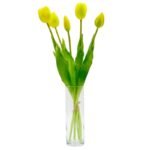 BOUQUET OF 5 YELLOW TULIPS 39 CM LIKE LIFE SPRING DECORATION - Image 2
