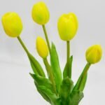 BOUQUET OF 5 YELLOW TULIPS 39 CM LIKE LIFE SPRING DECORATION - Image 3