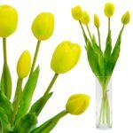 BOUQUET OF 5 YELLOW TULIPS 39 CM LIKE LIFE SPRING DECORATION