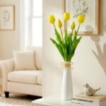 BOUQUET OF 5 YELLOW TULIPS 39 CM LIKE LIFE SPRING DECORATION - Image 7