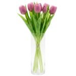BOUQUET OF 7 LIGHT PURPLE TULIPS 31 CM LIFE-LIKE SPRING DECORATION - Image 2