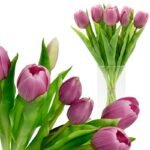 BOUQUET OF 7 LIGHT PURPLE TULIPS 31 CM LIFE-LIKE SPRING DECORATION
