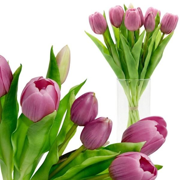 BOUQUET OF 7 LIGHT PURPLE TULIPS 31 CM LIFE-LIKE SPRING DECORATION