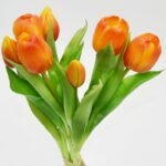 BOUQUET OF 7 ORANGE TULIPS 31 CM LIFE-LIKE SPRING DECORATION - Image 3