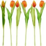 BOUQUET OF 7 ORANGE TULIPS 31 CM LIFE-LIKE SPRING DECORATION - Image 4