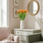 BOUQUET OF 7 ORANGE TULIPS 31 CM LIFE-LIKE SPRING DECORATION - Image 7