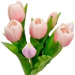 BOUQUET OF 7 PINK TULIPS 31 CM LIFE-LIKE SPRING DECORATION - Image 3