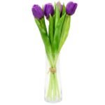 BOUQUET OF 7 PURPLE TULIPS 31 CM LIFE-LIKE SPRING DECORATION - Image 2