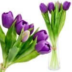 BOUQUET OF 7 PURPLE TULIPS 31 CM LIFE-LIKE SPRING DECORATION