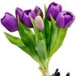 BOUQUET OF 7 PURPLE TULIPS 31 CM LIFE-LIKE SPRING DECORATION - Image 3
