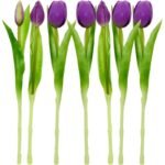 BOUQUET OF 7 PURPLE TULIPS 31 CM LIFE-LIKE SPRING DECORATION - Image 4