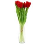 BOUQUET OF 7 RED TULIPS 31 CM LIKE LIFE SPRING DECORATION - Image 2
