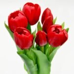 BOUQUET OF 7 RED TULIPS 31 CM LIKE LIFE SPRING DECORATION - Image 3