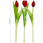 BOUQUET OF 7 RED TULIPS 31 CM LIKE LIFE SPRING DECORATION - Image 5