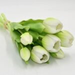 BOUQUET OF 7 WHITE TULIPS 31 CM LIFE-LIKE SPRING DECORATION - Image 2