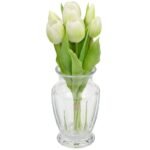 BOUQUET OF 7 WHITE TULIPS 31 CM LIFE-LIKE SPRING DECORATION