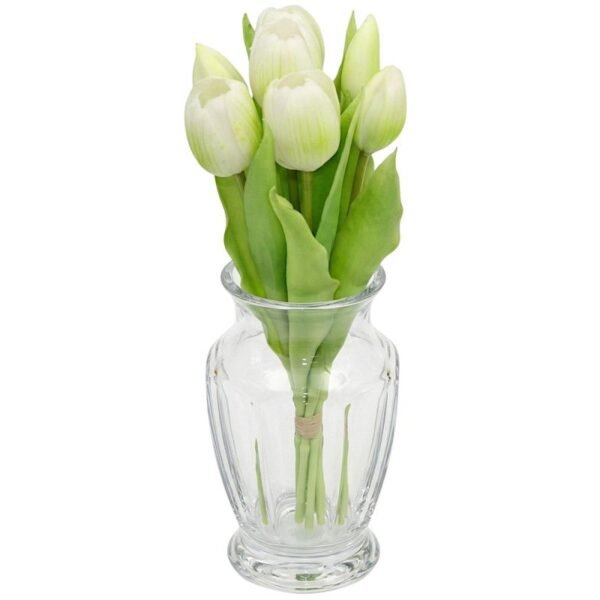 BOUQUET OF 7 WHITE TULIPS 31 CM LIFE-LIKE SPRING DECORATION