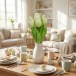 BOUQUET OF 7 WHITE TULIPS 31 CM LIFE-LIKE SPRING DECORATION - Image 6