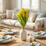BOUQUET OF 7 YELLOW TULIPS 31 CM LIFE-LIKE SPRING DECORATION - Image 6