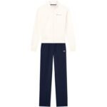 Champion Full Zip Suit Womens Cream and Navy Blue Tracksuit 117988 YS084 - Image 2