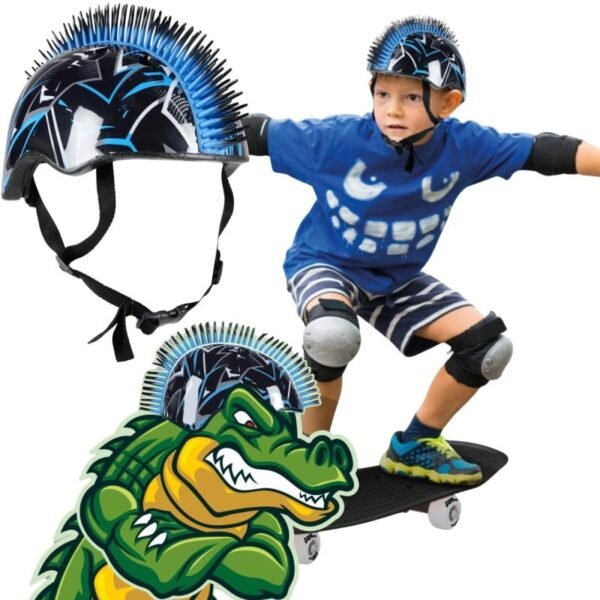 CHILDRENS ADJUSTABLE CYCLING HELMET NO FEAR MOHAWK SIZE (48-52CM) BLACK/BLUE