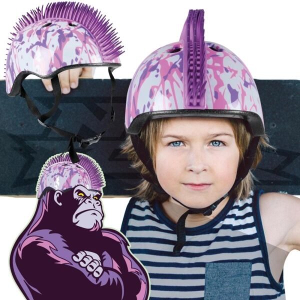 CHILDRENS ADJUSTABLE CYCLING HELMET NO FEAR MOHAWK SIZE (48-52CM) WHITE/PURPLE