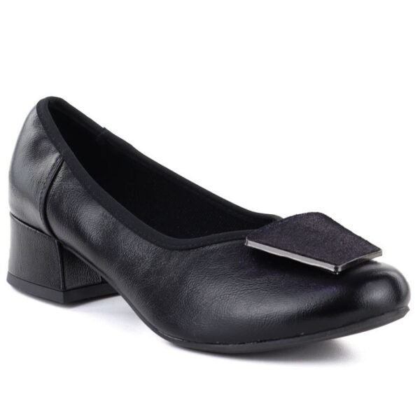 Comfortable black womens block heel pumps M.Daszyński SA279-1 3