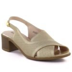 Comfortable gold womens sandals with a block heel M.Daszyński SA262-3 - Image 2