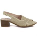 Comfortable gold womens sandals with a block heel M.Daszyński SA262-3
