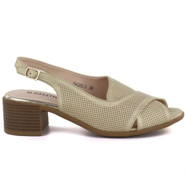 Comfortable gold womens sandals with a block heel M.Daszyński SA262-3