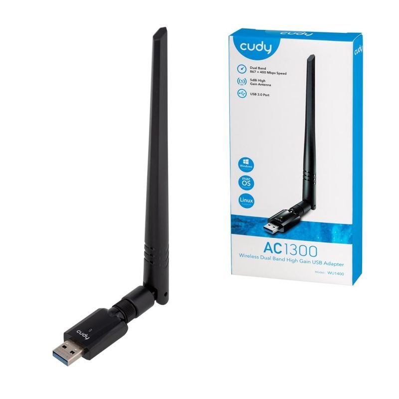 lupin-wear-ca-cudy-wu1400-ac1300-usb-3-0-network-card-5dbi-external-antenna-2158158 CUDY WU1400 AC1300 USB 3.0 Network Card 5dbi External Antenna - Image 1