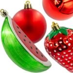 DECORATIVE PLASTIC BAUBLE SAFE 7 PCS STRAWBERRY WATERMELON - Image 2