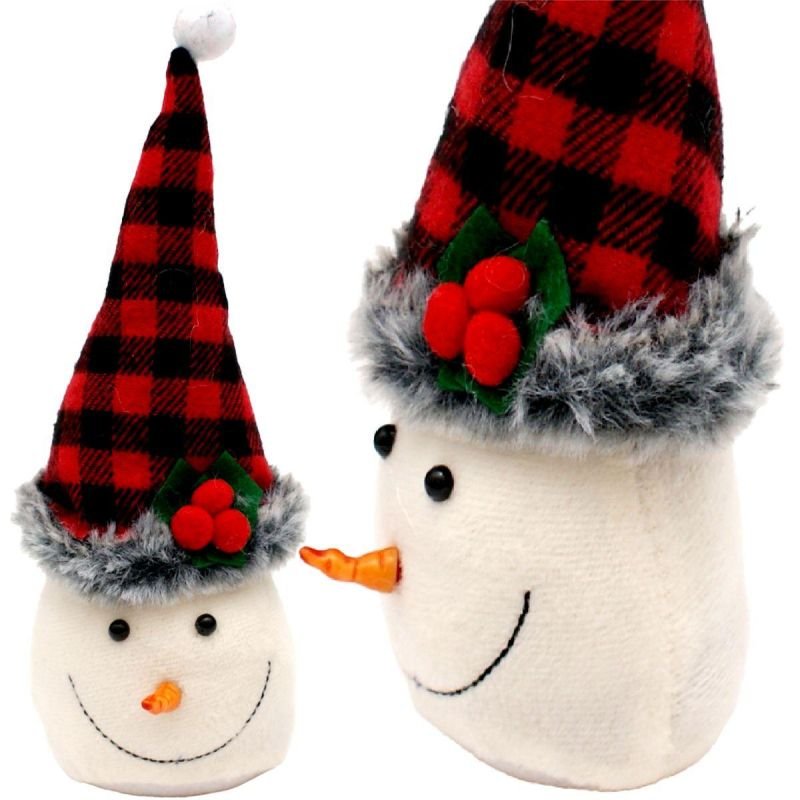 lupin-wear-ca-decorative-snowman-20cm-with-a-red-and-black-checkered-hat-1844368 DECORATIVE SNOWMAN 20CM WITH A RED AND BLACK CHECKERED HAT - Image 1