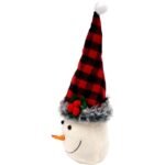 DECORATIVE SNOWMAN 20CM WITH A RED AND BLACK CHECKERED HAT - Image 3