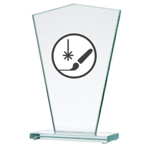 Engraved glass trophy + paint filling