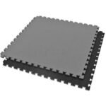 Exercise Mat with Safety Certificate - Puzzle 1x1m - Black - Gray 2 cm