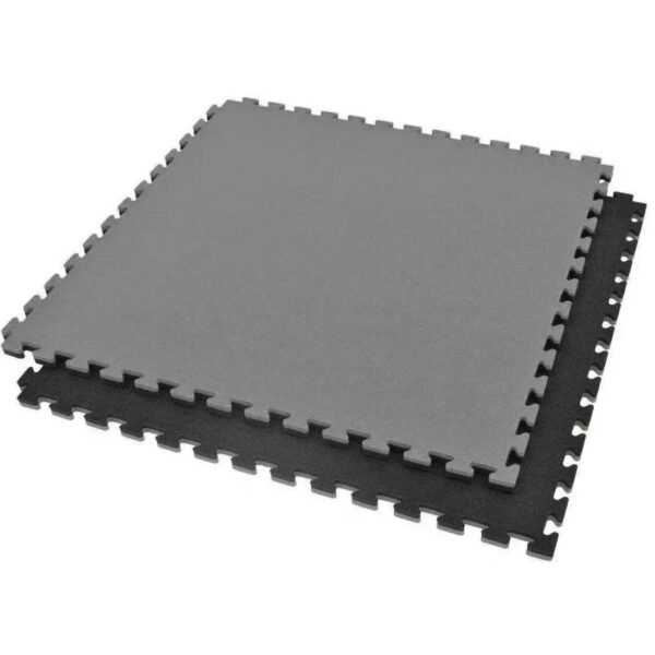 Exercise Mat with Safety Certificate - Puzzle 1x1m - Black - Gray 2 cm