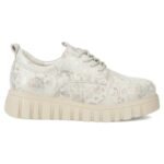 Filippo Silver Floral Leather Platform Shoes DP6846 - Image 2