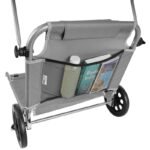 FOLDABLE BEACH CHAIR WITH CANOPY ON WHEELS 116x62x62-90CM GRAY - Image 5