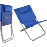 FOLDABLE BEACH CHAIR WITH HEADREST 47X61X58CM NAVY BLUE - Image 3
