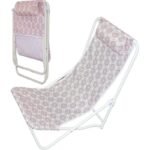 FOLDABLE BEACH CHAIR WITH HEADREST, BLUE AND ORANGE - Image 2