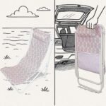 FOLDABLE BEACH CHAIR WITH HEADREST, BLUE AND ORANGE - Image 7