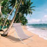 FOLDABLE BEACH CHAIR WITH HEADREST, BLUE AND ORANGE - Image 8