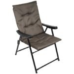 FOLDING GARDEN CHAIR 59X66X45/90CM WITH CUSHION GREY - Image 3
